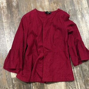 Suzanne Betro Burgundy Blouse with Flared Sleeves